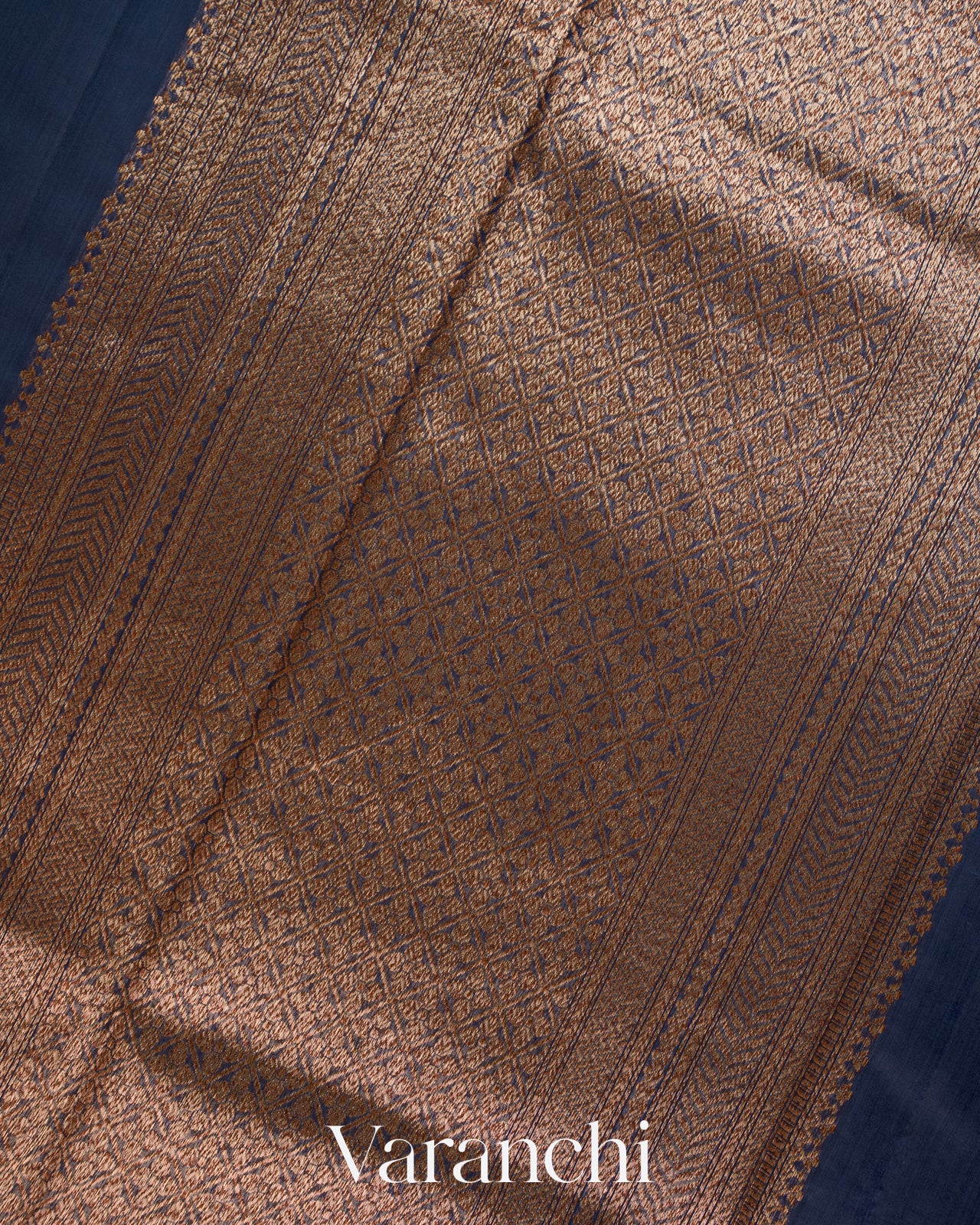 Navy Blue Pure Chanderi Silk Cotton Handloom Saree