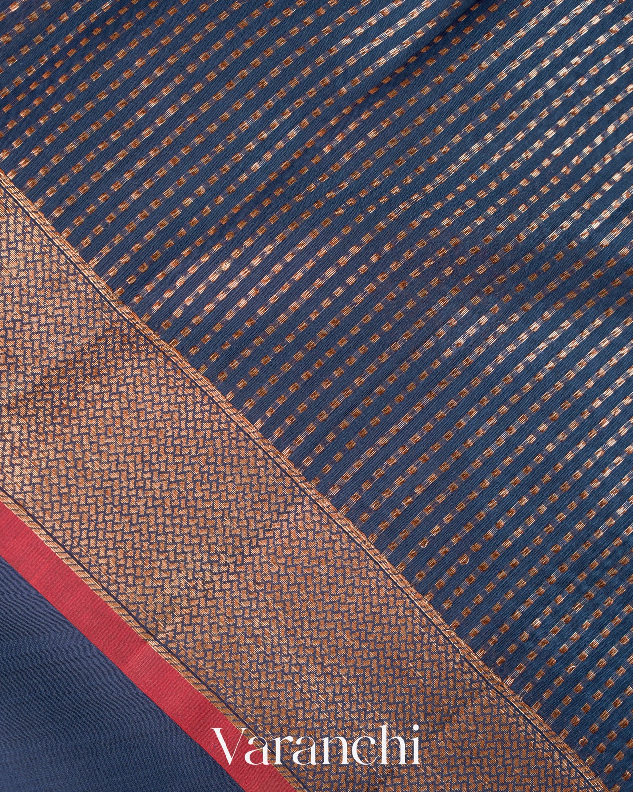 Navy Blue Pure Chanderi Silk Cotton Handloom Saree