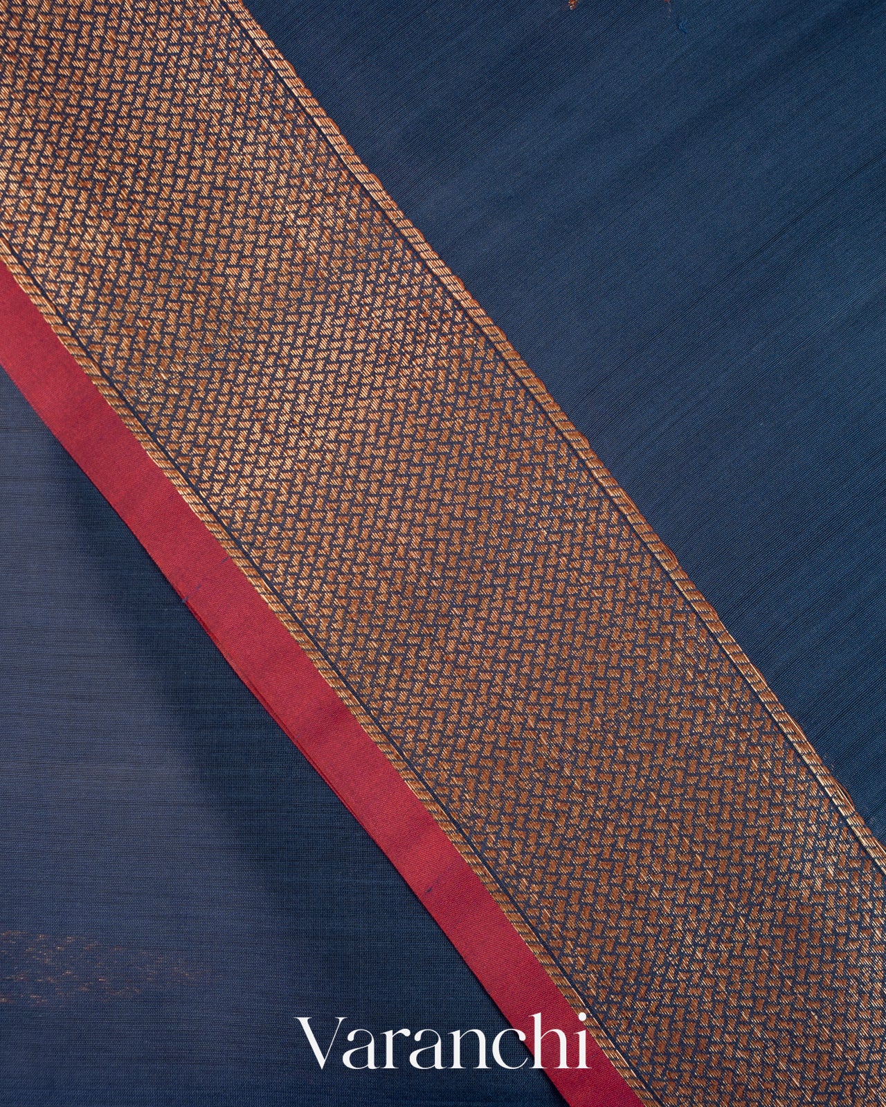 Navy Blue Pure Chanderi Silk Cotton Handloom Saree