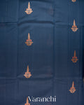Navy Blue Pure Chanderi Silk Cotton Handloom Saree