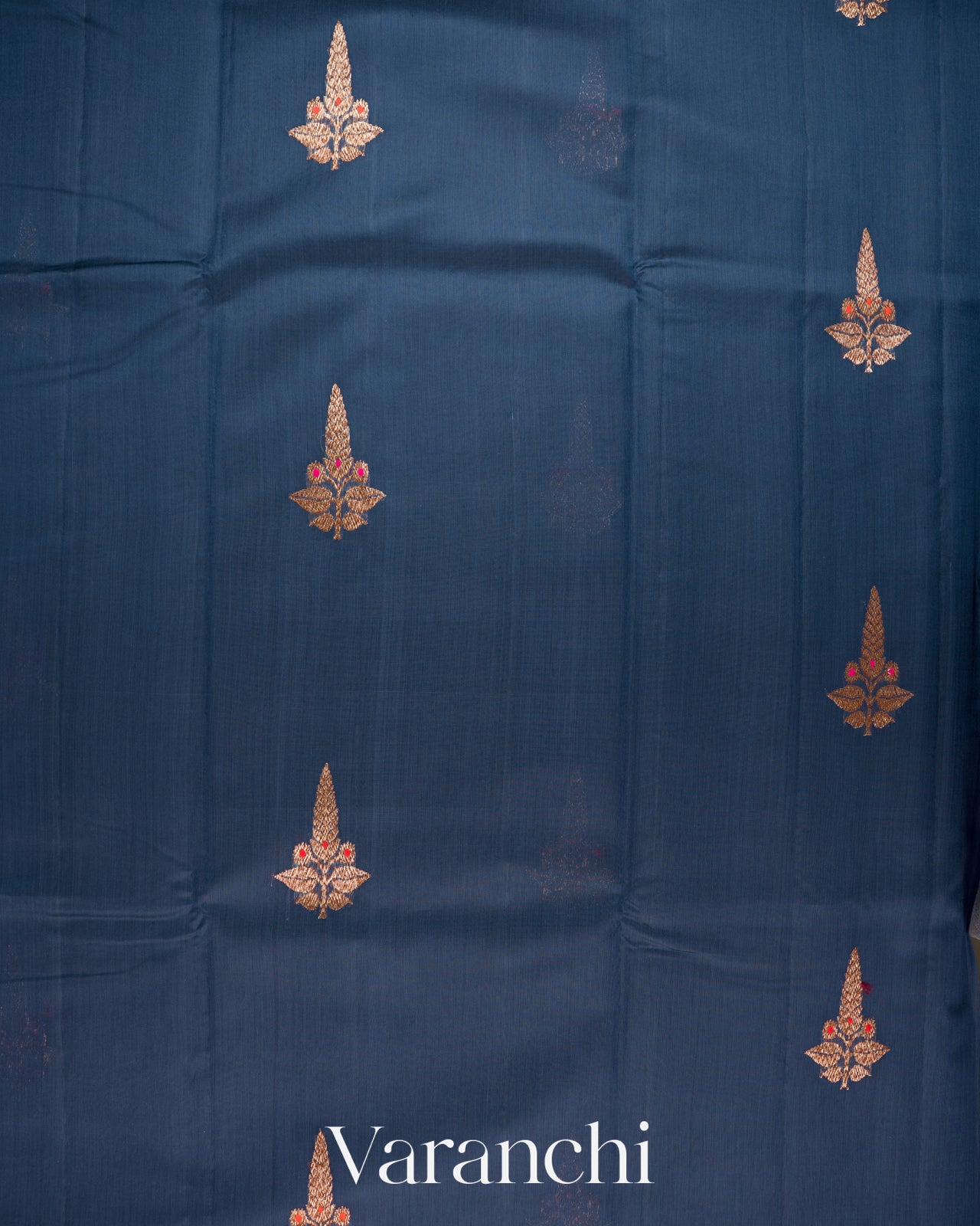 Navy Blue Pure Chanderi Silk Cotton Handloom Saree