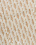 Off-White Striped Pure Crepe Silk Handloom Saree