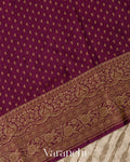 Off-White Striped Pure Crepe Silk Handloom Saree