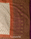 Off-White Striped Pure Crepe Silk Handloom Saree