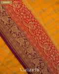 Mango Yellow Striped Pure Crepe Silk Handloom Saree — Border