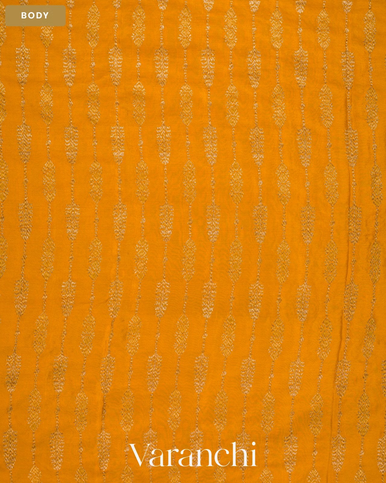 Mango Yellow Striped Pure Crepe Silk Handloom Saree — Body