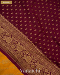 Mango Yellow Striped Pure Crepe Silk Handloom Saree — Blouse