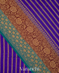 Royal Blue Striped Pure Crepe Silk Handloom Saree