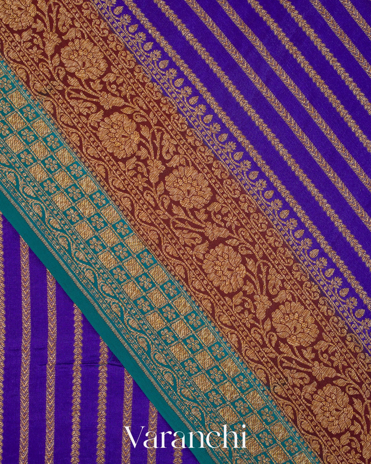 Royal Blue Striped Pure Crepe Silk Handloom Saree