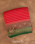 Chilly Red Striped Pure Crepe Silk Handloom Saree