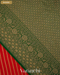Chilly Red Striped Pure Crepe Silk Handloom Saree — Blouse