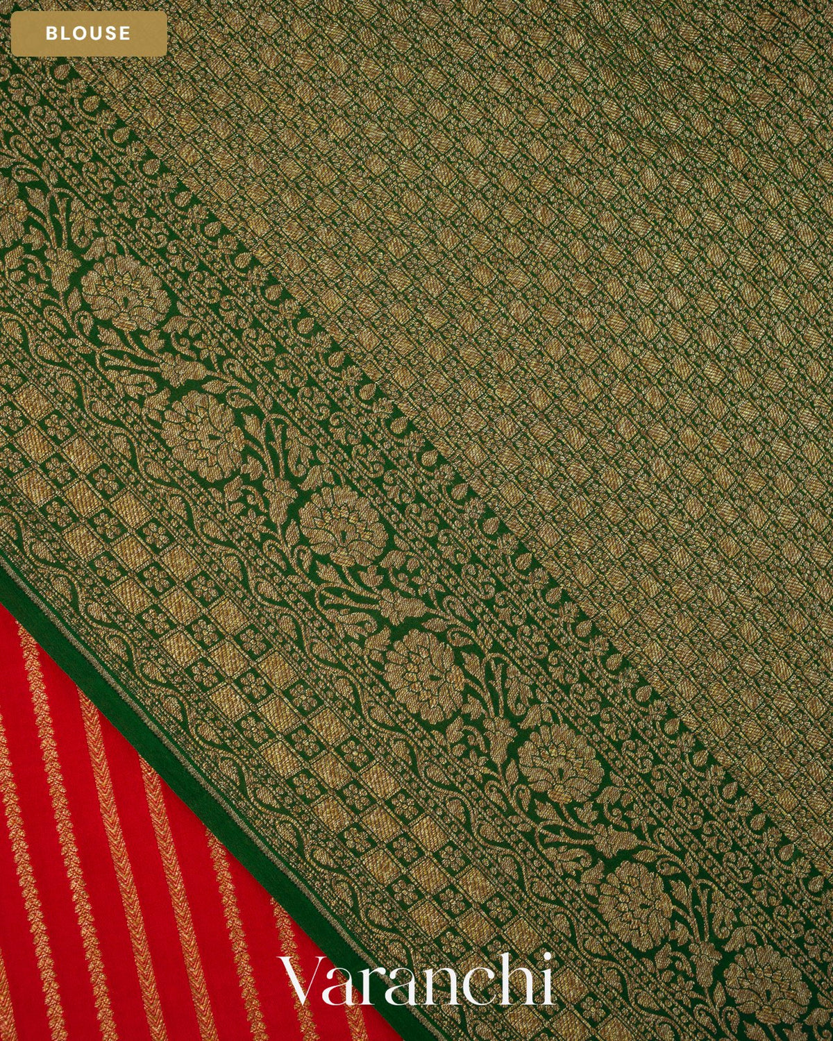 Chilly Red Striped Pure Crepe Silk Handloom Saree — Blouse