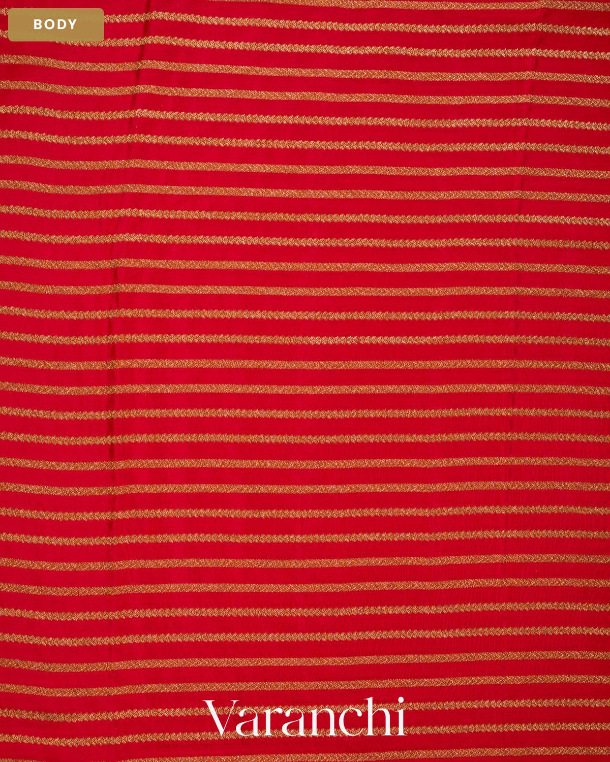 Chilly Red Striped Pure Crepe Silk Handloom Saree — Body