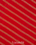 Chilly Red Striped Pure Crepe Silk Handloom Saree
