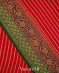 Chilly Red Striped Pure Crepe Silk Handloom Saree