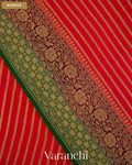 Chilly Red Striped Pure Crepe Silk Handloom Saree — Border