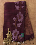 Deep Wine Maroon Jamdani Pure Matka Tissue Silk Handloom Saree