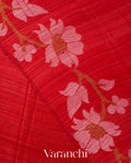 Tulip Red Floral Jamdani Pure Matka Silk Handloom Saree