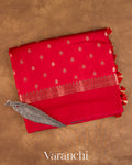 Chilly Red Pure Dupion Silk Saree