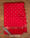 Chilly Red Pure Dupion Silk Saree