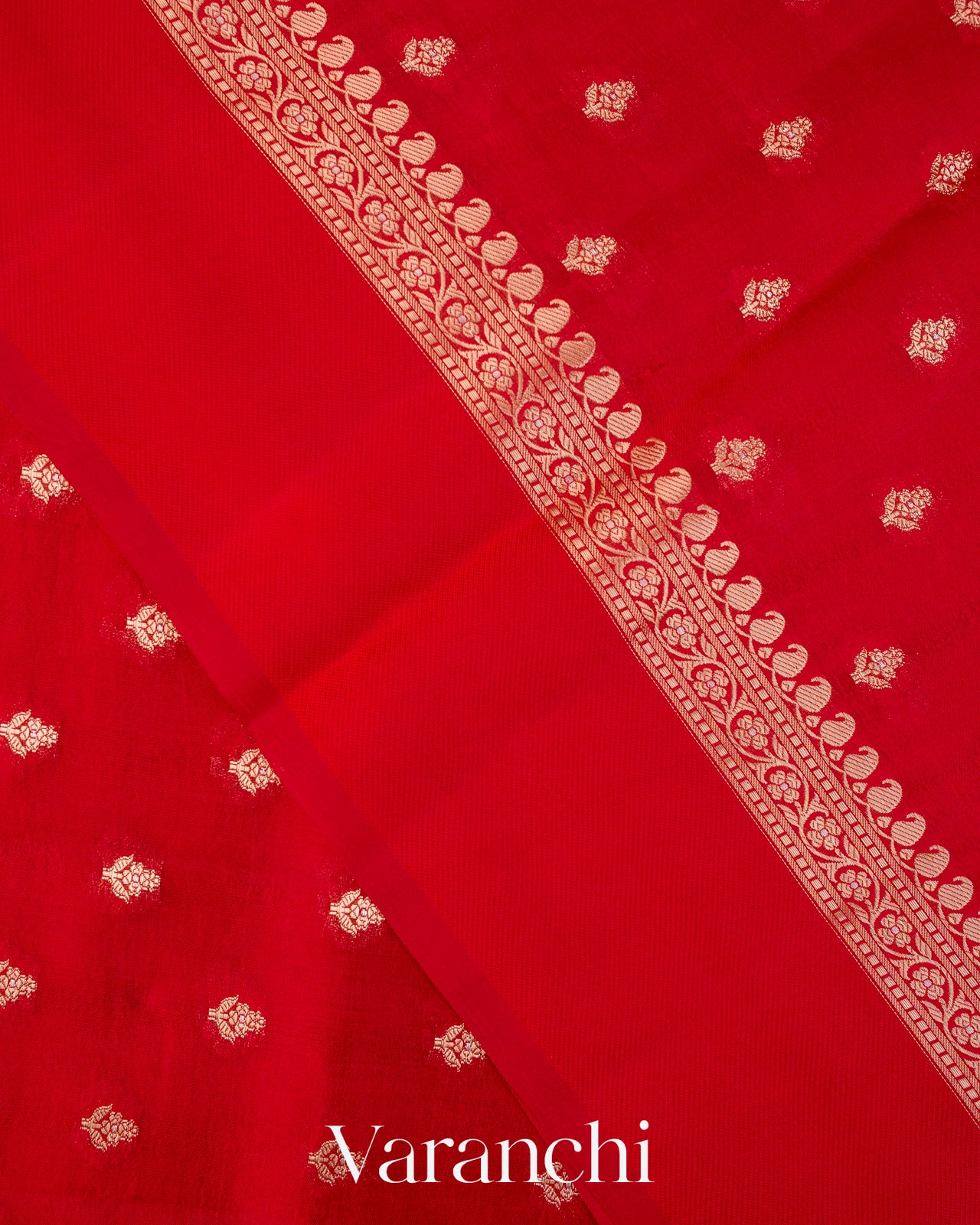 Chilly Red Pure Dupion Silk Saree