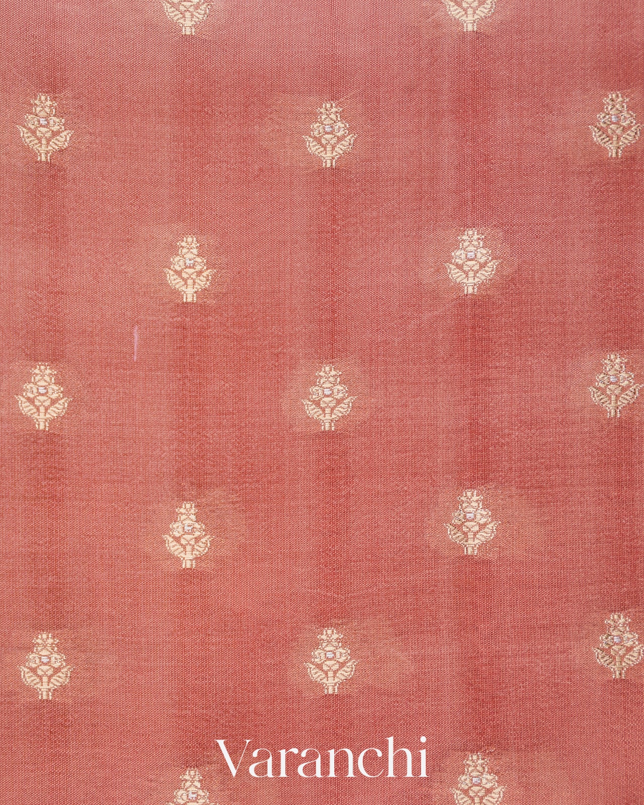 Peach Pure Dupion Silk Saree