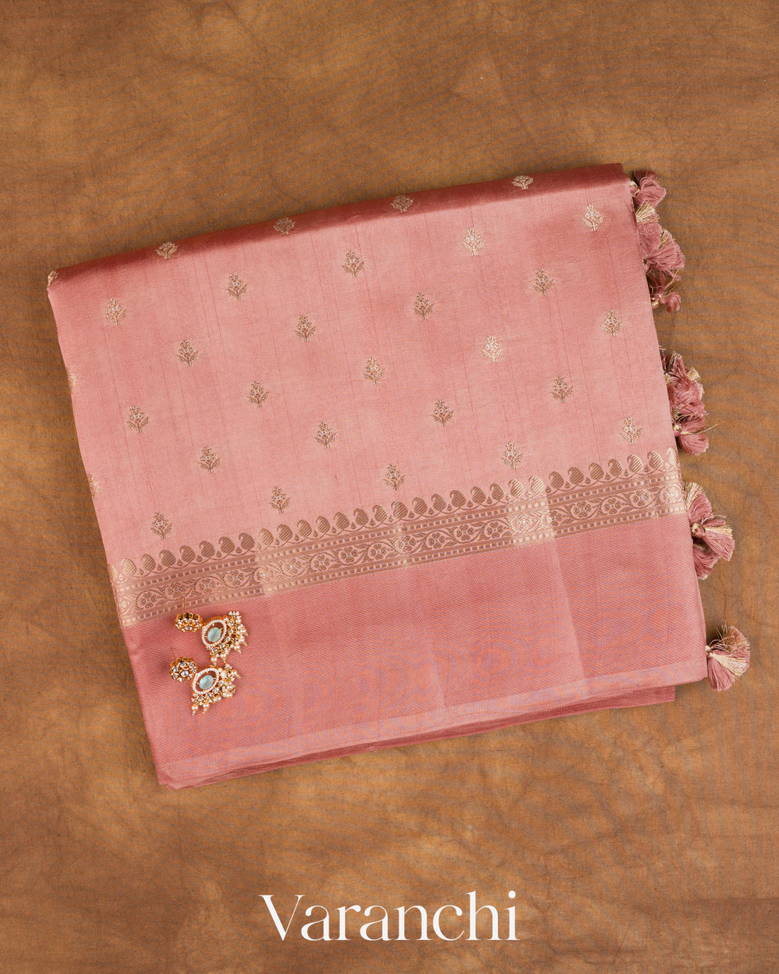 Peach Pure Dupion Silk Saree