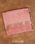 Peach Pure Dupion Silk Saree