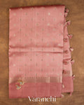 Peach Pure Dupion Silk Saree