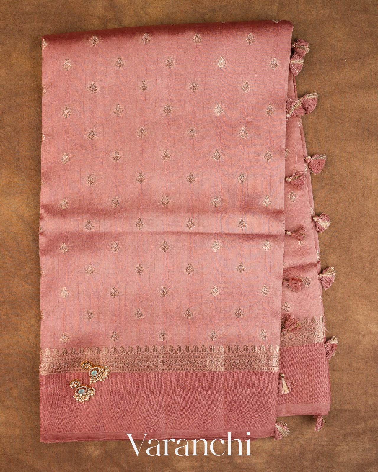 Peach Pure Dupion Silk Saree