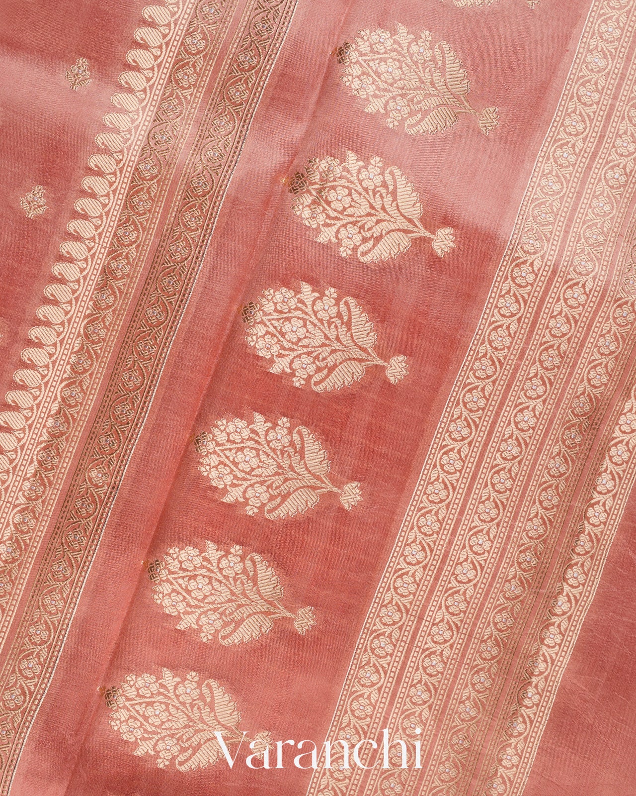 Peach Pure Dupion Silk Saree