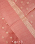 Peach Pure Dupion Silk Saree