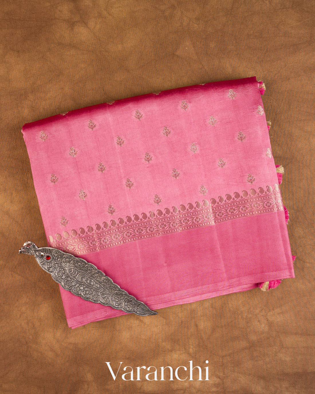 Baby Pink Pure Dupion Silk Saree