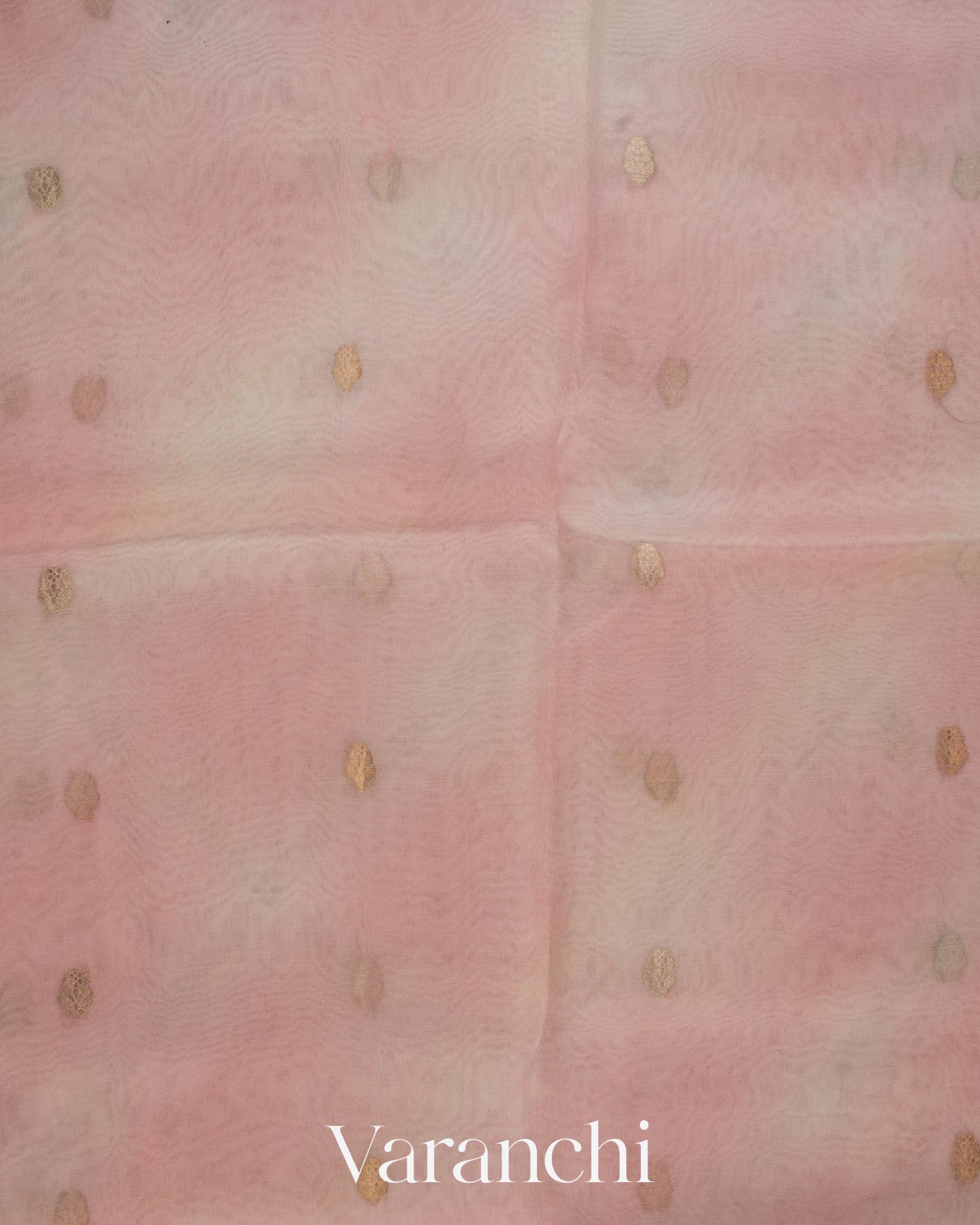 Blush Pink Floral Embroidered Pure Kora Silk Saree