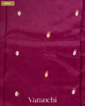 Deep Maroon Floral Embroidered Pure Kora Silk Saree — Body