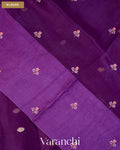 Purple Floral Embroidered Pure Kora Silk Saree — Blouse