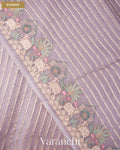 Lavender Tissue Striped and Pichwai Embroidered Border Pure Kora Silk Saree — Border