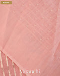 Baby Pink Tissue Striped and Pichwai Embroidered Border Pure Kora Silk Saree — Blouse