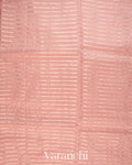 Baby Pink Tissue Striped and Pichwai Embroidered Border Pure Kora Silk Saree