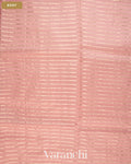 Baby Pink Tissue Striped and Pichwai Embroidered Border Pure Kora Silk Saree — Body