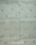 Powder Blue Floral Embroidered Pure Kora Silk Saree