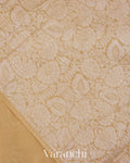 Golden Floral Embroidered Pure Kora Silk Saree