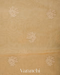 Golden Floral Embroidered Pure Kora Silk Saree