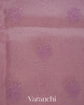 Lavender Floral Embroidered Pure Kora Silk Saree