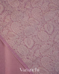Lavender Floral Embroidered Pure Kora Silk Saree