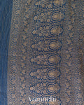Indigo Blue Striped Pure Crepe Silk Handloom Saree