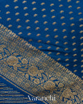 Indigo Blue Striped Pure Crepe Silk Handloom Saree