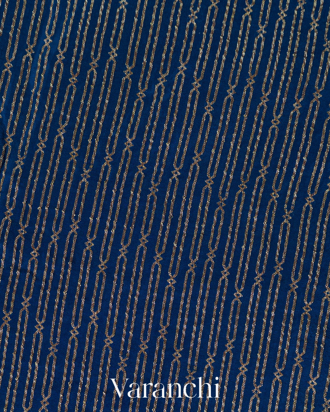 Indigo Blue Striped Pure Crepe Silk Handloom Saree