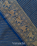 Indigo Blue Striped Pure Crepe Silk Handloom Saree