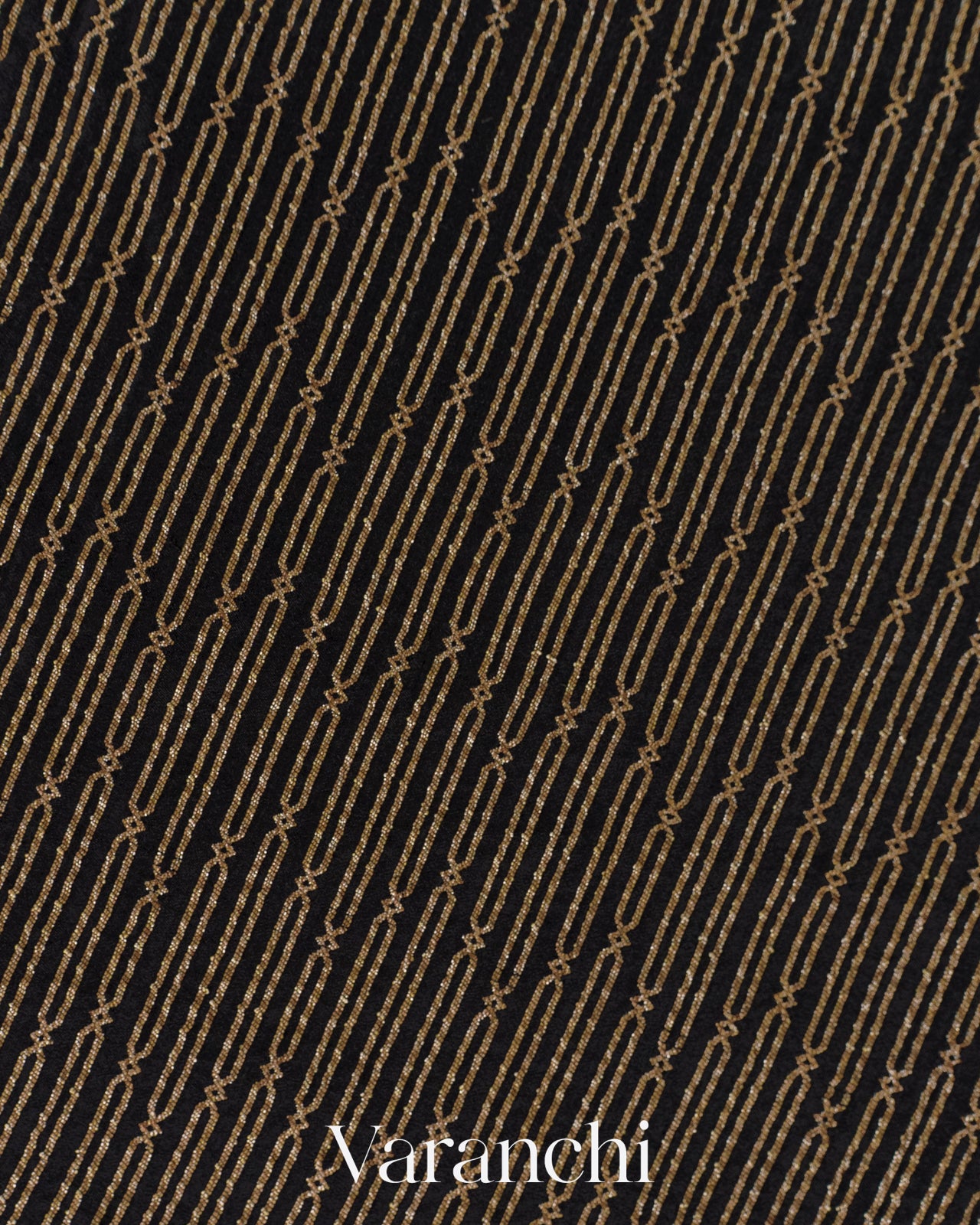 Jet Black Striped Pure Crepe Silk Handloom Saree